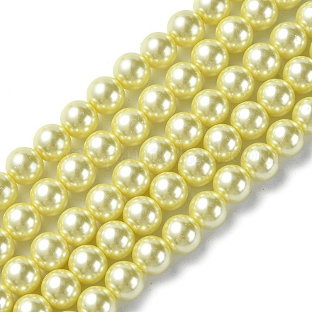 Fili di perle rotonde di perle di vetro tinto ecologico HY-A002-8mm-RB012-1
