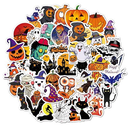 50 Uds. Pegatinas de dibujos animados impermeables de vinilo holográfico de halloween DIY-B064-01C-1