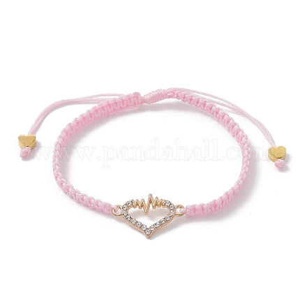 Bracelet à maillons coeur en alliage de strass BJEW-JB10002-01-1