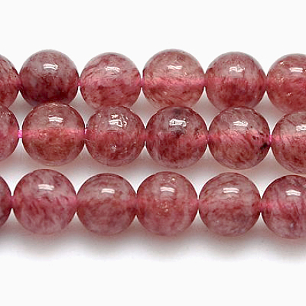 Chapelets de perles aux fraises en quartz naturel G-G448-6mm-10-1