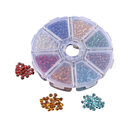 1 boîte 12/0 perles de graines de verre en argent transparent doublées lâches spacer minces perles de graines de verre SEED-X0004-12-B-1