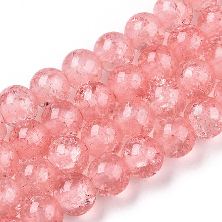 Chapelets de perles en verre craquelé peint DGLA-Q023-8mm-YS9-A-1