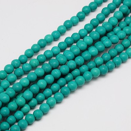 1 rondes brin synthétique turquoise perles brins X-TURQ-G106-8mm-02E-1