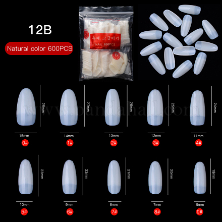Puntas de uñas postizas de plástico abs sin costura de almendra MRMJ-Q069-012B-1