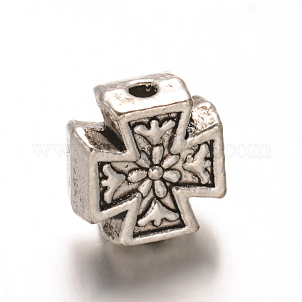 Kreuz-Legierung Perlen tibetischem Stil TIBEB-O010-38AS-RS-1