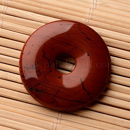 Donut/Pi Disc Natural Red Jasper Pendants G-F270-24D-1