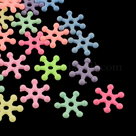 Snowflake Spray Painted Fluorescent Acrylic Beads MACR-R554-26-1