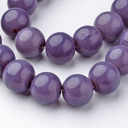 Chapelets de perles en verre opaque de couleur unie GLAA-D080-8mm-02-1