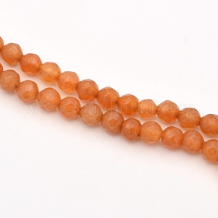 Faceted Round Natural Aventurine Beads Strands G-E302-077B-4mm-1