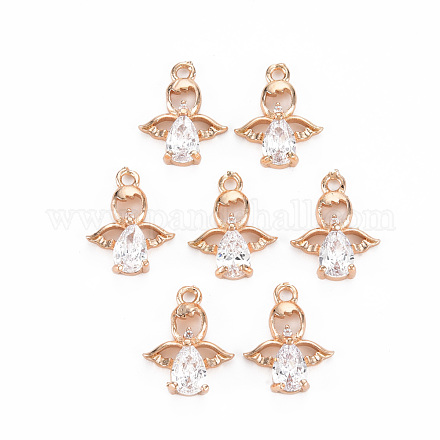 Rack Plating Brass Micro Pave Clear Cubic Zirconia Charms KK-T060-47-RS-1