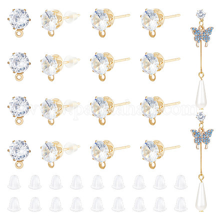 12 пара латунных сережек-гвоздиков с кубическим цирконием KK-UN0001-81-1