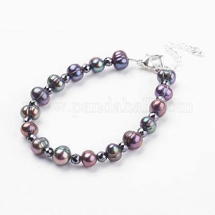 Pulseras perlas naturales pulseras BJEW-JB03386-01-1