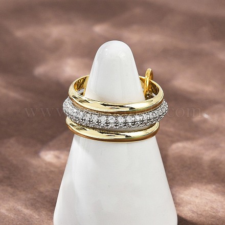 Латунные микро проложить пальцев кольца кубического циркония RJEW-D325-01PG-06-1