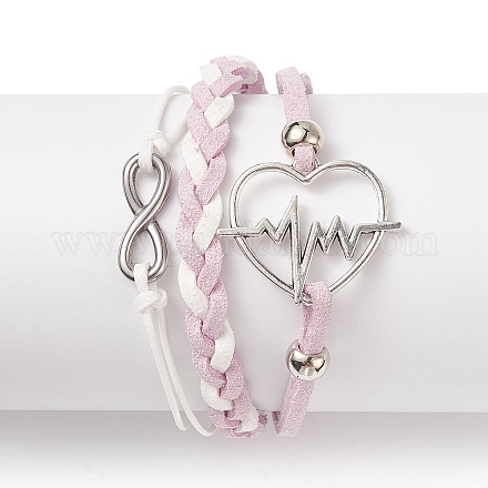 Alloy Heart Beat & 304 Stainless Steel Infinity Links Multi-strand Bracelet BJEW-TA00190-01-1