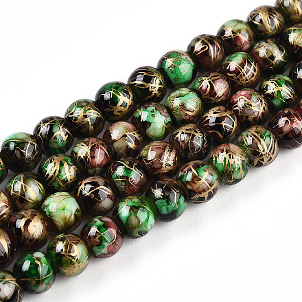 Выпечка окрашенные стеклянные бусины пряди X1-DGLA-N003-6mm-B07-1