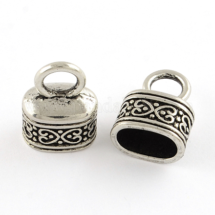 Tibetan Style Rectangle Alloy Cord Ends PALLOY-S041-06AS-RS-1