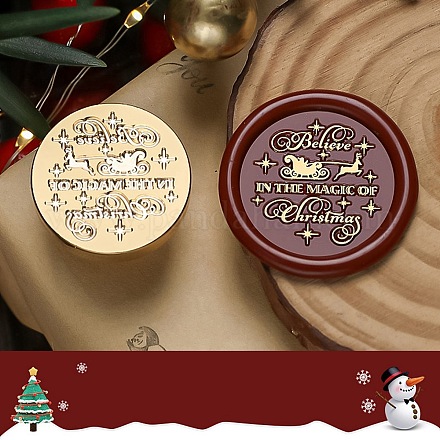 Testa di timbro in ottone con sigillo di ceralacca a tema natalizio TOOL-R125-05A-1
