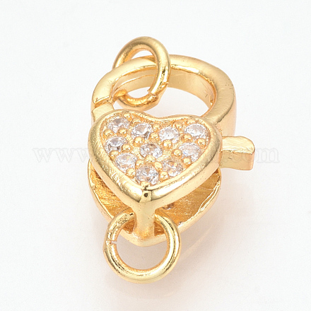 Brass Micro Pave Cubic Zirconia Lobster Claw Clasps ZIRC-Q013-133G-1