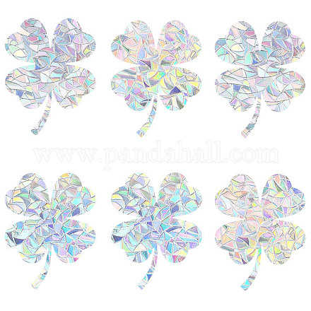 GORGECRAFT 6Pcs Four Leaf Clover Window Decals Static Rainbow Window Clings Non Adhesive Collision Proof Glass Stickers Vinyl Film Home Decorations for Sliding Doors Windows Prevent Birds Strikes DIY-WH0304-221A-1