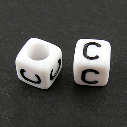 Perles européennes de lettre en acrylique OPDL-R050-10mm-C-1