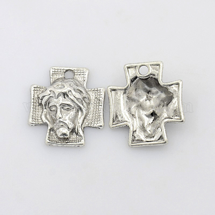 Tibetan Style Alloy Cross with Jesus Alloy Pendants for Easter Jewelry X-LF10674Y-1