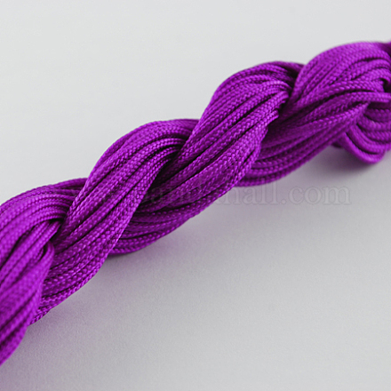 ナイロン糸  作るカスタム織りブレスレットのためのナイロン製のアクセサリーコード  暗紫色  1mm  約26.24ヤード（24m）/バンドル  10のバンドル/袋  約262.46ヤード（240m）/バッグ NWIR-R002-1mm-25-1