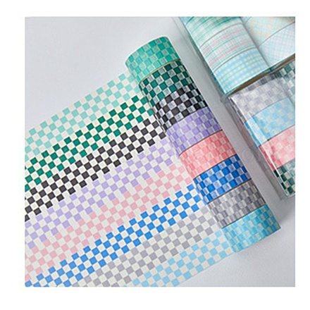 8 rollo de cinta adhesiva de papel con patrón de tartán de 8 estilos TAPE-PW0002-039D-1
