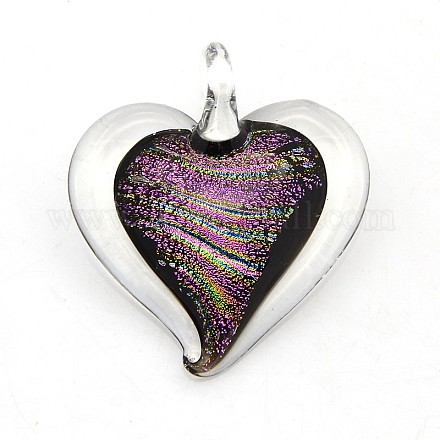 1Box Handmade Dichroic Glass Heart Pendants DICH-X028-04-1