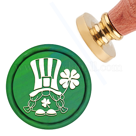 Brass Wax Seal Stamp with Handle AJEW-WH0184-0144-1