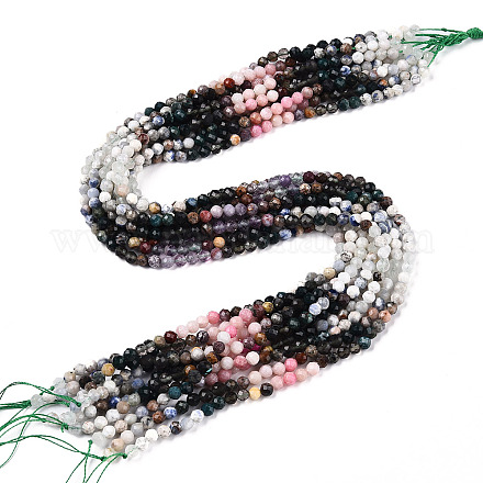 Naturelles et synthétiques mélangées perles de pierres précieuses brins G-D080-A01-01-13-1