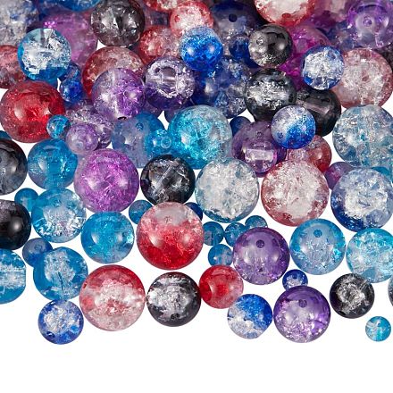 150 pièces 5 styles de cuisson des brins de perles de verre craquelées peintes CCG-SZ0001-07-1