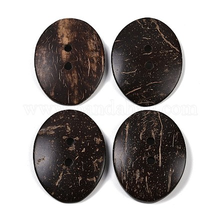 Bouton de couture basique ovale sculpté à 2 trou SHEL-K009-03-1