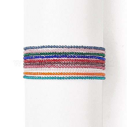 10 stücke 10 farbe bling glasperlen stretch armbänder set für frauen BJEW-JB08974-1