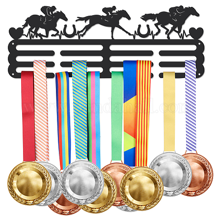 Espositore da parete con porta medaglie in ferro a tema sportivo ODIS-WH0021-650-1