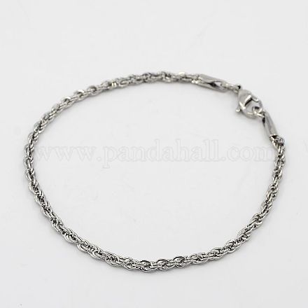 Bracelets avec chaîne de corde en 304 acier inoxydable X-BJEW-K002-08-1