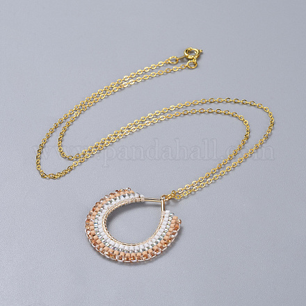 Handmade Japanese Seed Beads Pendant Necklaces NJEW-JN02432-02-1