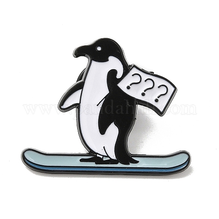 動物エナメルピン  バックパックの衣類用の黒合金ブローチ  ペンギン  24.5x30x1.5mm JEWB-H020-04EB-03-1