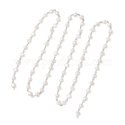 Цепочки из натурального культивированного пресноводного жемчуга&nbsp;AJEW-JB01585-01-1