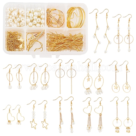 Kits de fabrication de boucles d'oreilles pendantes de perles d'imitation de bricolage sunnyclue DIY-SC0016-51-1