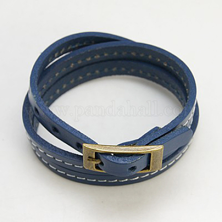 Leather Triple Wrap Bracelets BJEW-C299-9-1