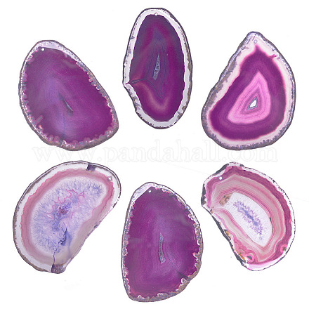 SUNNYCLUE 6pcs Natural Agate Slices Pendants Coasters with Drilled Hole Irregular Healing Crystals Stones for DIY Jewellery Craft Making Accessories G-SC0001-03B-1