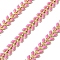 Brass Enamel Leaf Link Chains, Soldered, Long-Lasting Plated, with Spool, Golden, Pearl Pink, Link: 6x7x2mm, about 32.81 Feet(10m)/Roll