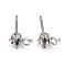 Non-Tarnish 304 Stainless Steel Stud Earring Settings, Prong Earring Settings, with Loop, Flat Round, Stainless Steel Color, Fit for 4mm Rhinestone, 6.5x4mm, Hole: 1.8mm, Pin: 0.8mm