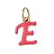 304 Stainless Steel Enamel Charms, with Jump Ring, Ion Plating(IP), Golden, Letter E, 11.5x8.5x1mm, jump ring: 6x0.8mm, 4.5mm inner diameter