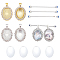 DIY Oval Pendant Brooch Making Kits, Including Alloy Rhinestone Pendant Cabochons Settings, Glass Cabochons, Brass Tie Pin, Golden & Silver, 11Pcs/box