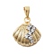 Brass Pendants, with Micro Pave Cubic Zirconia, Shell Shape, Platinum & Golden, 20x18x6.5mm, Hole: 3.5x6mm