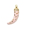 Brass Micro Pave Cubic Zirconia Pendants, Cadmium Free & Nickel Free & Lead Free, Horn of Plenty/Italian Horn Cornicello Charms, with Enamel, Real 18K Gold Plated, Pink, 28x19x4.5mm, Hole: 5x2.5mm