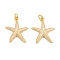 Brass Enamel Pendants, Starfish Charms, Long-Lasting Plated, Rack Plating, Cadmium Free & Lead Free, Golden, Antique White, 22x18x3mm, Hole: 3.5mm