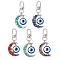 Alloy Moon & Natural & Synthetic Gemstone Chip Beads & Resin Evil Eye Pendant Decorations, Swivel Lobster Claw Clasps Charms for Bag Ornaments, 70mm