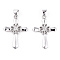 Rhodium Plated 925 Sterling Silver Pendants, Clover Cross with 925 Stamp, Real Platinum Plated, 28.5x19x2mm, Hole: 3x5mm